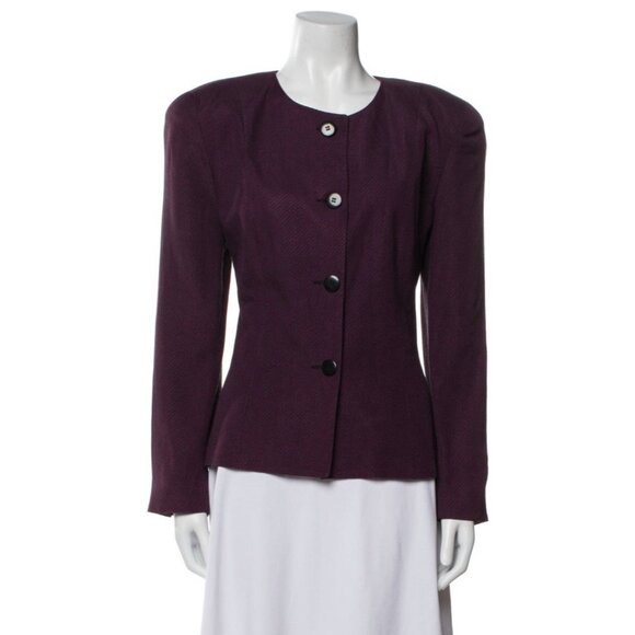 Christian Dior Authentic Purple Black Long Sleeve Blazer Jacket 8 Medium - Picture 1 of 8